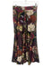 Cara Cara Size S Burgundy Red & Multi Polyester Blend Velvet Floral Midi Skirt Burgundy Red & Multi / S