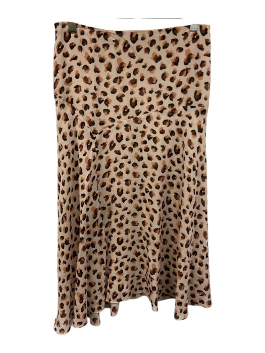 Theory Size 6 Pink & Brown Silk Abstract Print Side Zip Midi Skirt Pink & Brown / 6