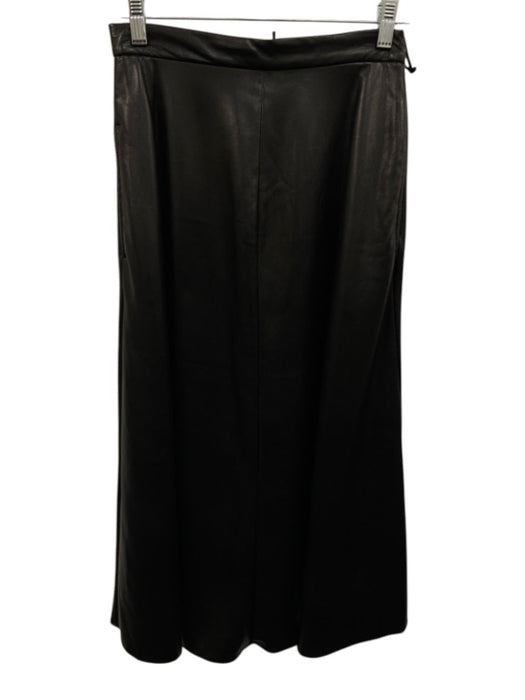Weekend Max Mara Size 6 Black PU Leather Paneled A Line Side Zip Midi Skirt Black / 6