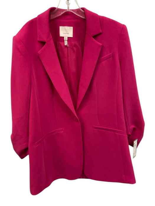 Cinq a Sept Size 2 Hot pink Triacetate Blend Scrunch Detail 3/4 Sleeve Jacket Hot pink / 2
