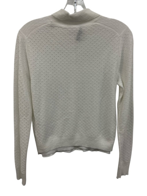 Vince Size S White Cotton Blend Perforated Knit Button Front Collared Sweater White / S