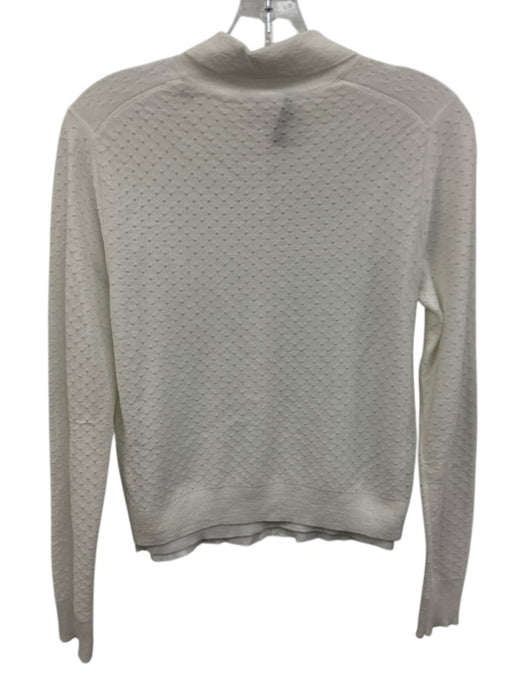 Vince Size S White Cotton Blend Perforated Knit Button Front Collared Sweater White / S