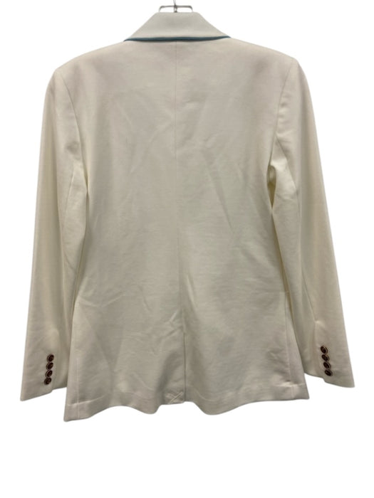 J. McLaughlin Size 2 White Rayon Blend Flap Pocket Two Button Blazer Jacket White / 2