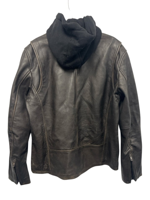Wilsons Leather Size M Dark Brown Leather Solid Hood Men's Jacket Dark Brown / M