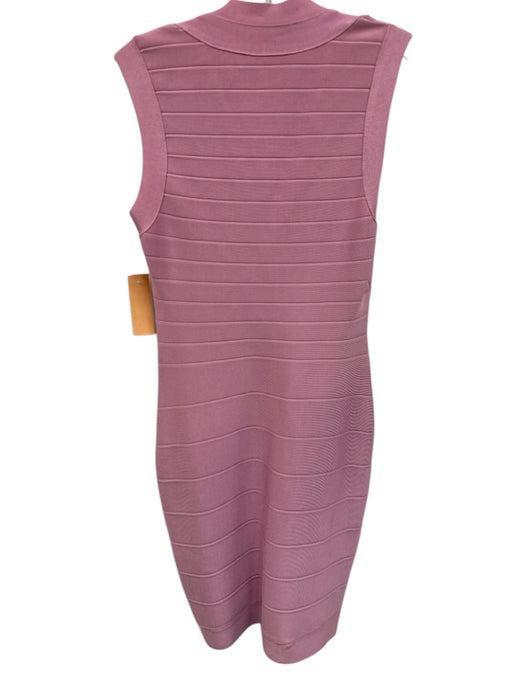 Herve Leger Size M Pink Rayon Blend Bandage Sleeveless 1/2 Zip Stretch Dress Pink / M