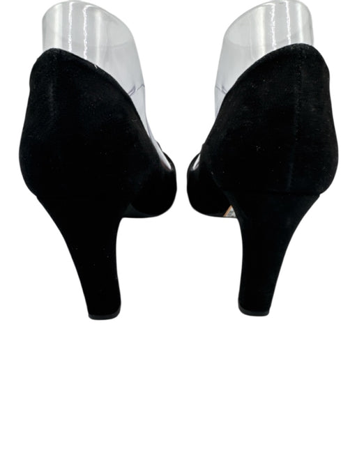 Sesto Meucci Shoe Size 8.5 Black Leather Upper Suede Knot Detail Heeled Pumps Black / 8.5