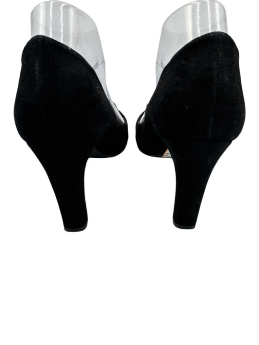 Sesto Meucci Shoe Size 8.5 Black Leather Upper Suede Knot Detail Heeled Pumps Black / 8.5