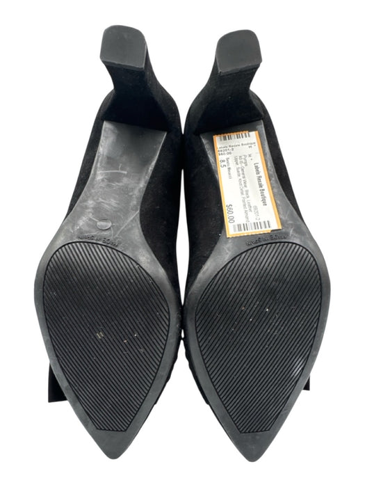 Sesto Meucci Shoe Size 8.5 Black Leather Upper Suede Knot Detail Heeled Pumps Black / 8.5