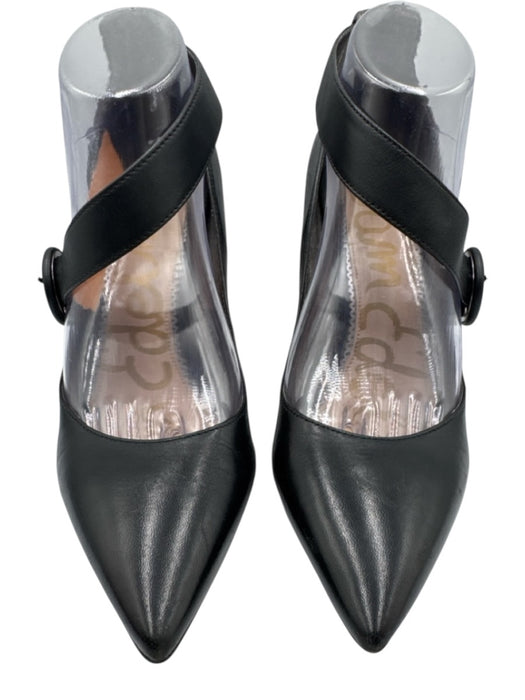 Sam Edelman Shoe Size 8.5 Black Leather Upper Diagonal Strap Buckle Detail Pumps Black / 8.5