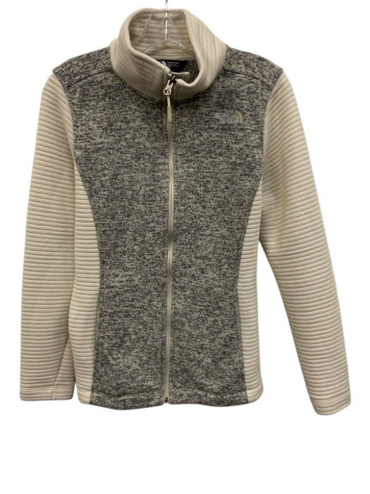 The North Face Size M Gray & Cream Polyester Heathered Knit Rib Detail Jacket Gray & Cream / M