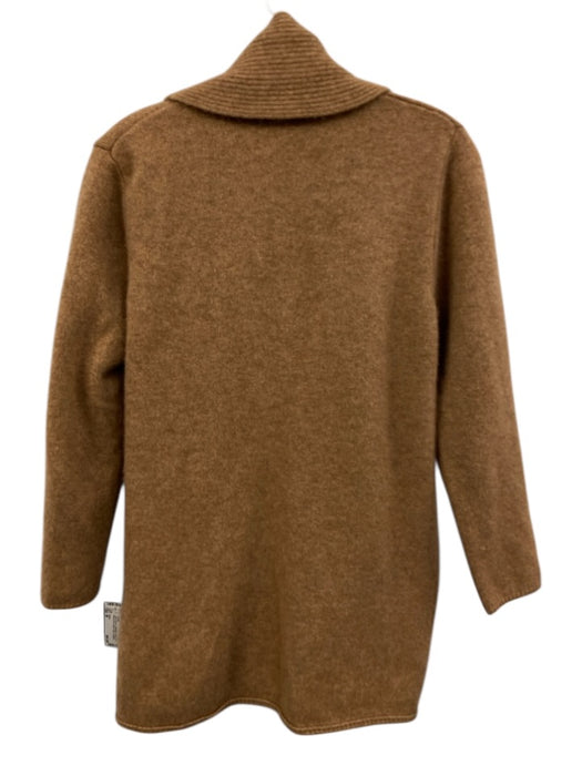 Tahari Size M Camel Brown Cashmere Open Front Ribbed Knit Shawl Collar Sweater Camel Brown / M