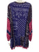 Free People Size L Indigo Purple & White Viscose Long Balloon Sleeve Dress Indigo Purple & White / L