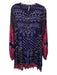 Free People Size L Indigo Purple & White Viscose Long Balloon Sleeve Dress Indigo Purple & White / L