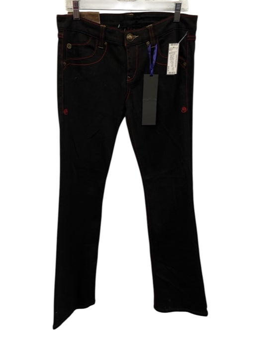 House of Dereon Size 30 Black Cotton Blend Denim Low Rise Button & Zip Fly Jeans Black / 30