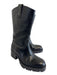 Chloe Shoe Size 38 Black Leather Contrast Stitch Pull Tab Block Heel Boots Black / 38