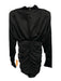 House of CB Size M Black Polyester Blend Satin Ruched Long Sleeve Dress Black / M
