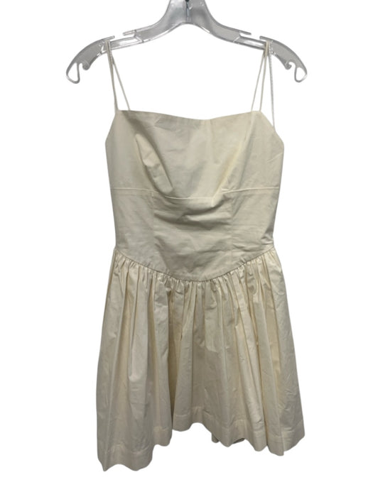 L'Academie Size S Cream White Cotton Blend Spaghetti Strap Paneled Dress Cream White / S