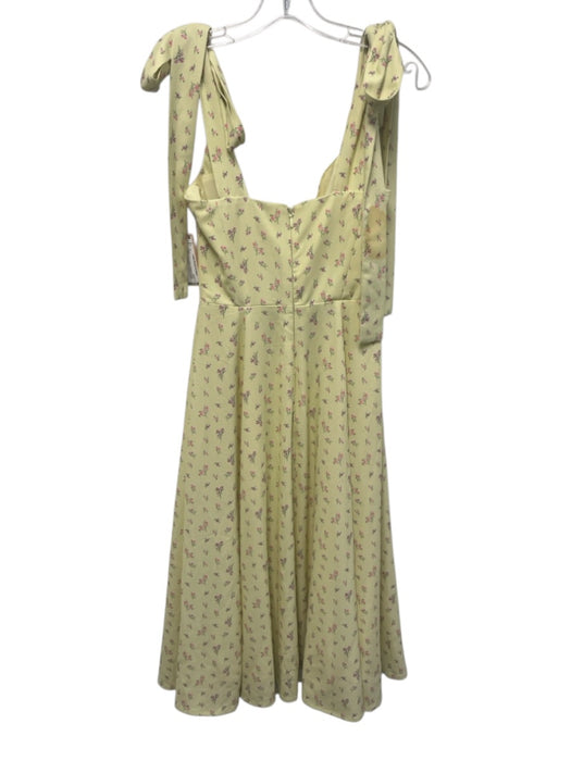 House of CB Size M Yellow, Pink & Green Polyester Blend Floral Front Slit Dress Yellow, Pink & Green / M