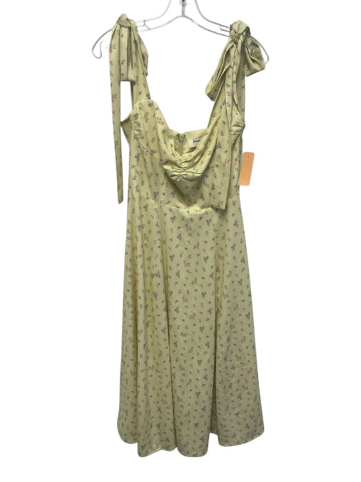 House of CB Size M Yellow, Pink & Green Polyester Blend Floral Front Slit Dress Yellow, Pink & Green / M