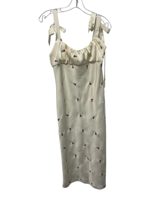 Majorelle Size M Cream White, Red & Green Polyester Floral Embroidered Dress Cream White, Red & Green / M