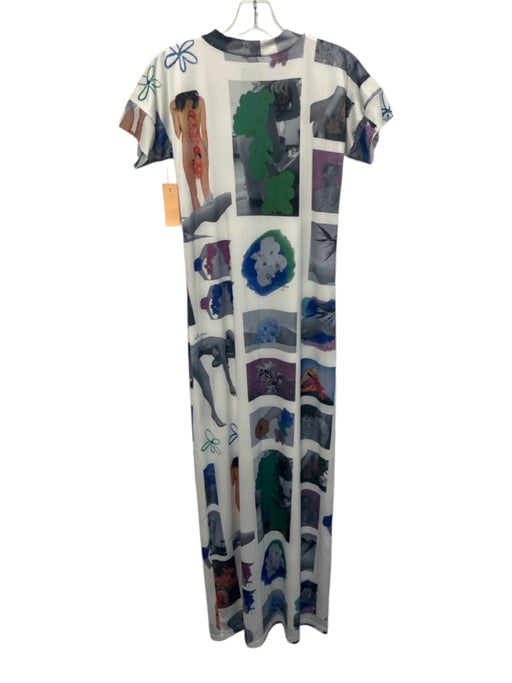 With Jean Size M White & Multi Polyester Blend Short Sleeve Flower Dress White & Multi / M