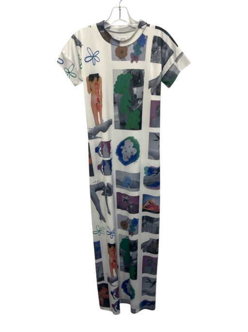 With Jean Size M White & Multi Polyester Blend Short Sleeve Flower Dress White & Multi / M
