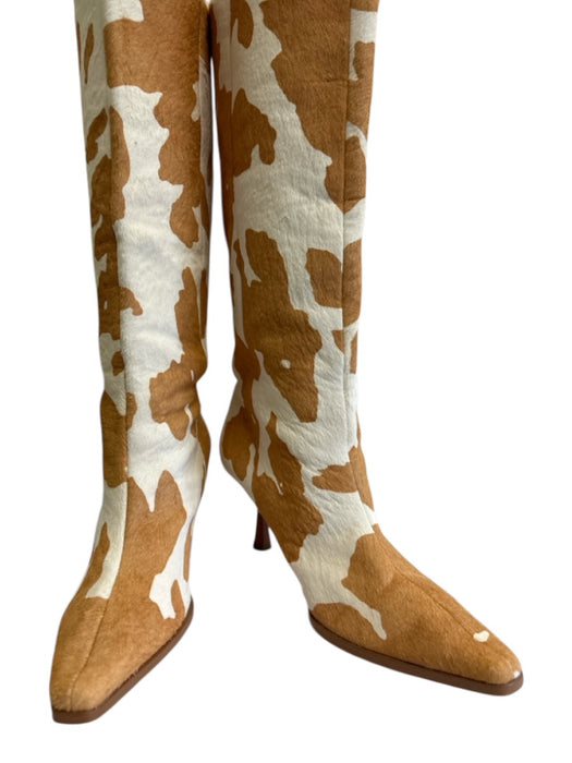 Song of Style Shoe Size 7.5 Brown & White Cow Hair Cow Print Heeled Slingbacks Brown & White / 7.5