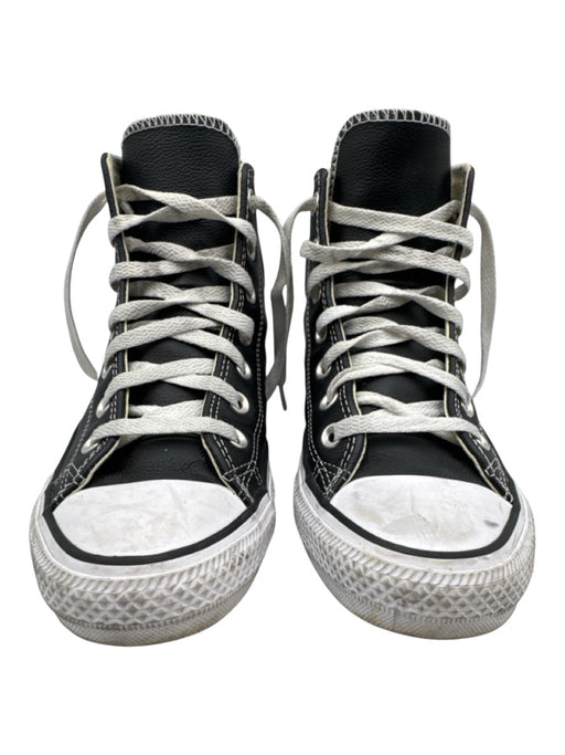 Converse Shoe Size 8 Black & White Leather Upper Round Toe Toe Cap Sneakers Black & White / 8
