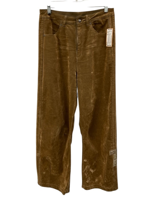Adidas Size 28 Brown Rayon Velvet Suede Feel Logo Detail Wide Leg Pants Brown / 28