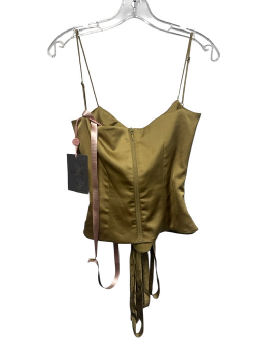 House of CB Size M Olive Green Polyester Spaghetti Strap Cowl Neck Satin Top Olive Green / M