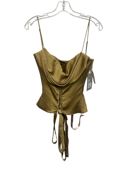 House of CB Size M Olive Green Polyester Spaghetti Strap Cowl Neck Satin Top Olive Green / M