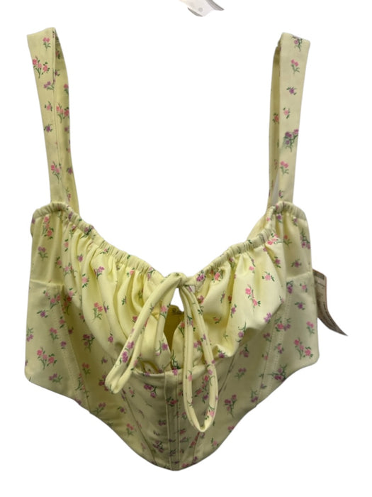 House of CB Size M Yellow, Pink & Green Polyester Blend Floral Sleeveless Top Yellow, Pink & Green / M