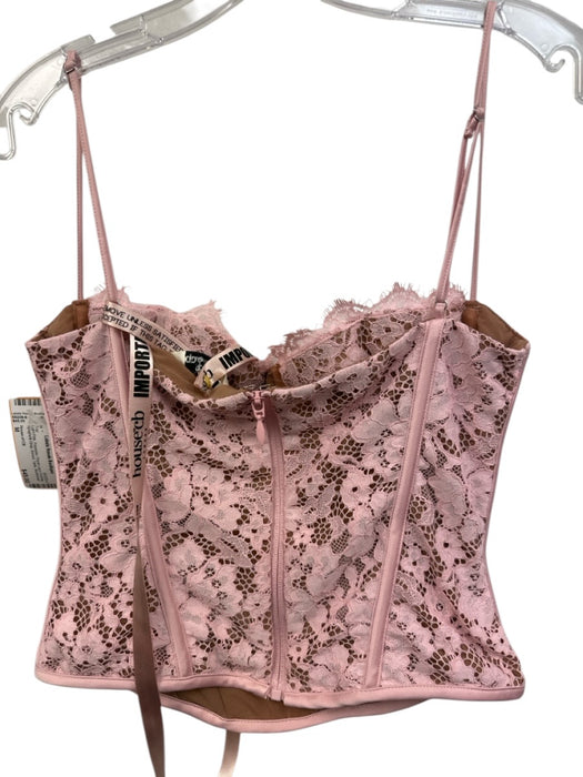 House of CB Size M Light Pink Polyester Floral Lace Overlay Spaghetti Strap Top Light Pink / M
