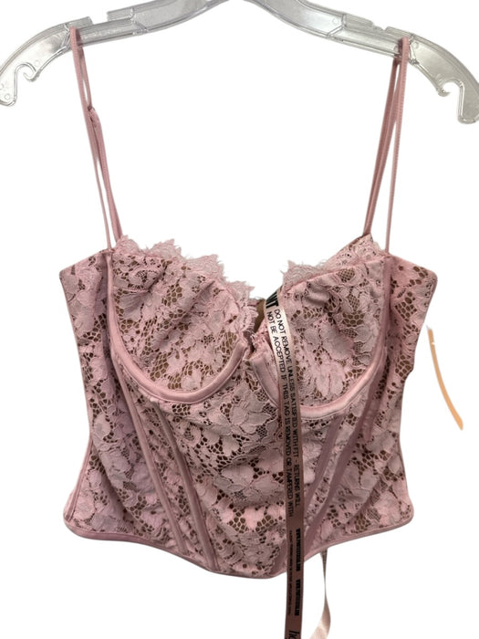 House of CB Size M Light Pink Polyester Floral Lace Overlay Spaghetti Strap Top Light Pink / M