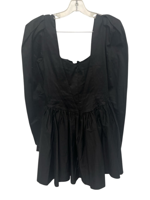 ASOS Design Size 6 Black Cotton Blend Long Sleeve Square Neck Back Zip Dress Black / 6