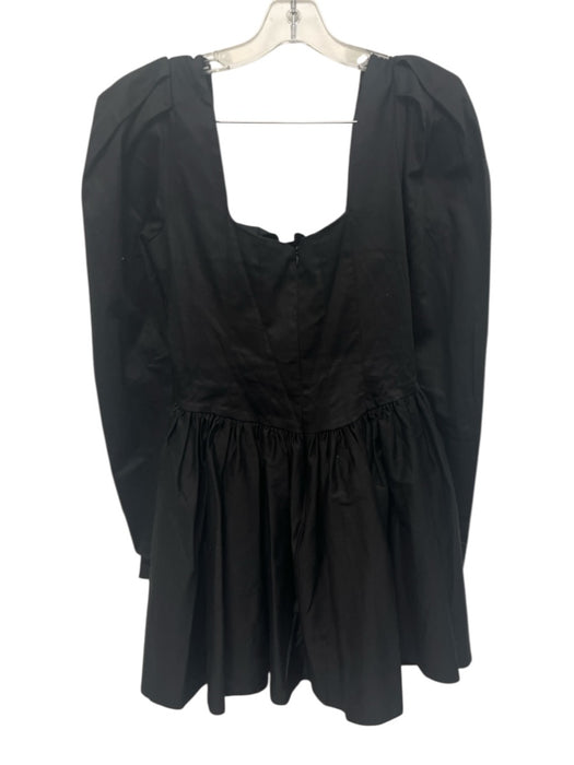 ASOS Design Size 6 Black Cotton Blend Long Sleeve Square Neck Back Zip Dress Black / 6