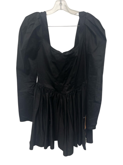 ASOS Design Size 6 Black Cotton Blend Long Sleeve Square Neck Back Zip Dress Black / 6