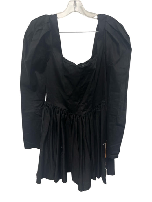 ASOS Design Size 6 Black Cotton Blend Long Sleeve Square Neck Back Zip Dress Black / 6