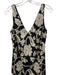 Calvin Klein Size 10 Black, White, Taupe Polyester Double V Floral Sequined Gown Black, White, Taupe / 10