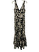 Calvin Klein Size 10 Black, White, Taupe Polyester Double V Floral Sequined Gown Black, White, Taupe / 10