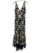 Calvin Klein Size 10 Black, White, Taupe Polyester Double V Floral Sequined Gown Black, White, Taupe / 10