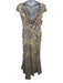 Calvin Klein Size 12 Silver & Beige Polyester Draped Back Sequined Abstract Gown Silver & Beige / 12