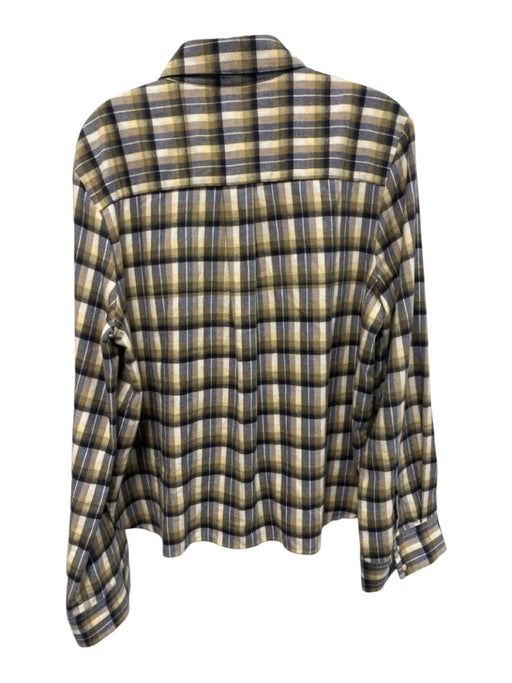 TWP Size XS/S Blue, Brown, Yellow Cotton Flannel Plaid Long Sleeve Top Blue, Brown, Yellow / XS/S