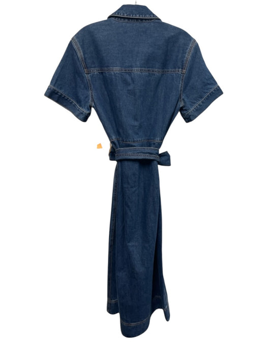 Veronica Beard Size 6 Dark Wash Cotton Short Sleeve Button Front Denim Dress Dark Wash / 6