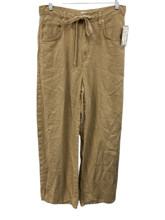 Citizens of Humanity Size 29 Khaki Linen Wide Leg Drawstring Cargo Pants Khaki / 29
