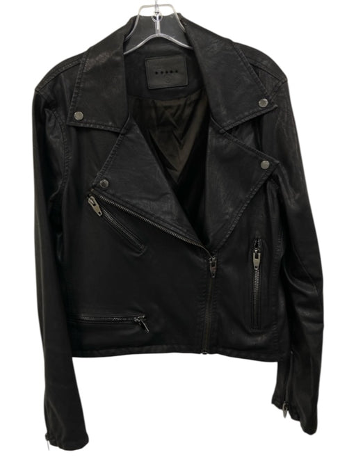 Blank NYC Size L Black PU Leather Zip Front Moto Zip Pocket Jacket Black / L