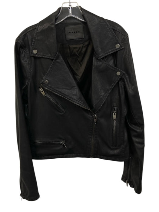 Blank NYC Size L Black PU Leather Zip Front Moto Zip Pocket Jacket Black / L