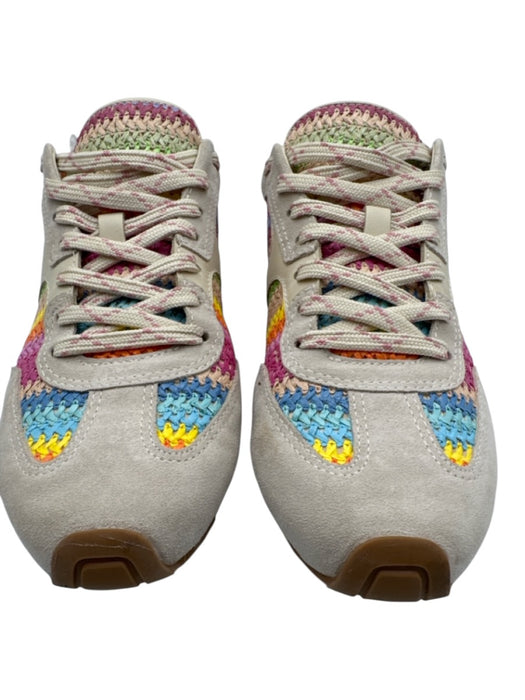 Larroude Shoe Size 11 Cream White & Multi textile upper Woven T Toe Sneakers Cream White & Multi / 11