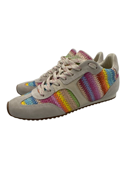 Larroude Shoe Size 11 Cream White & Multi textile upper Woven T Toe Sneakers Cream White & Multi / 11