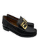 Fendi Shoe Size 37 Black Leather Gold hardware Logo Slip On Loafers Black / 37